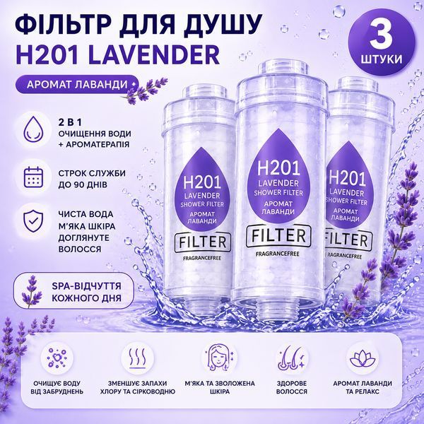 Фільтр для душу H201 Lavender Лаванда 3 шт ароматизований для очищення та пом&rsquo;якшення води зі СПА-ефектом trend758 фото