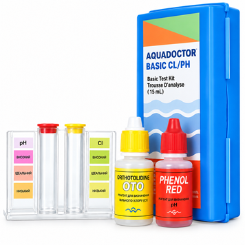 Краплинний тестер AquaDoctor Basic Cl/pH для перевірки рівня хлору та pH води в басейні trend847qa фото