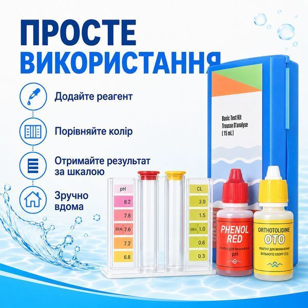 Краплинний тестер AquaDoctor Basic Cl/pH для перевірки рівня хлору та pH води в басейні trend847qa фото