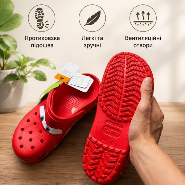 Чоловічі крокси Crocs Crocband Lightning McQueen червоні розмір 41-42 довжина стопи 26 см літні сабо з поворотним ремінцем ol778-UH фото
