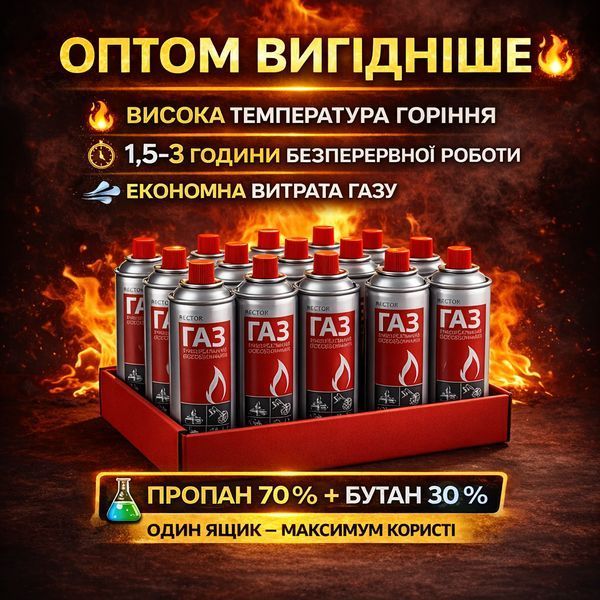 Газові балони Rector 220 г 20 штук газовий картридж газ балончик для плиток пальників грилю походів кемпінгу trend106 фото