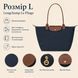 Сумка-тоут Longchamp Le Pliage синя розмір L - велика жіноча сумка з коричневими ручками для міста роботи і подорожей nt871 фото 2