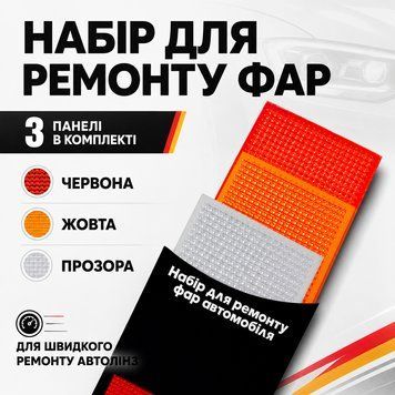 Набір для швидкого ремонту автомобільних фар ліхтарів і поворотників 3 панелі з сітчастим візерунком trend801 фото