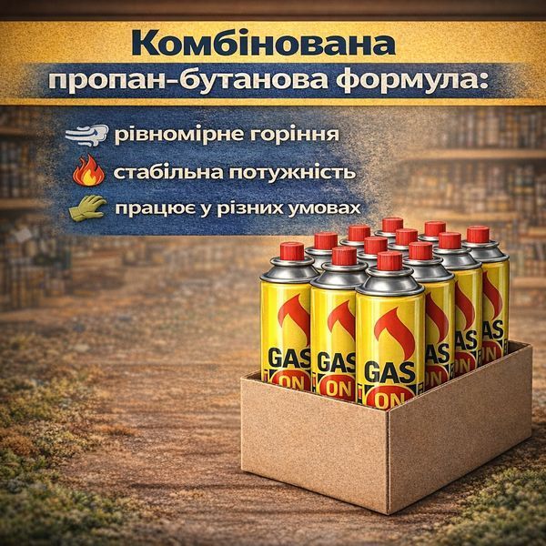 Газові балони Gas On 4 штуки газ балончик газові картриджі пропан-бутан для портативних плит, пальників, грилю, ламп tren241 фото