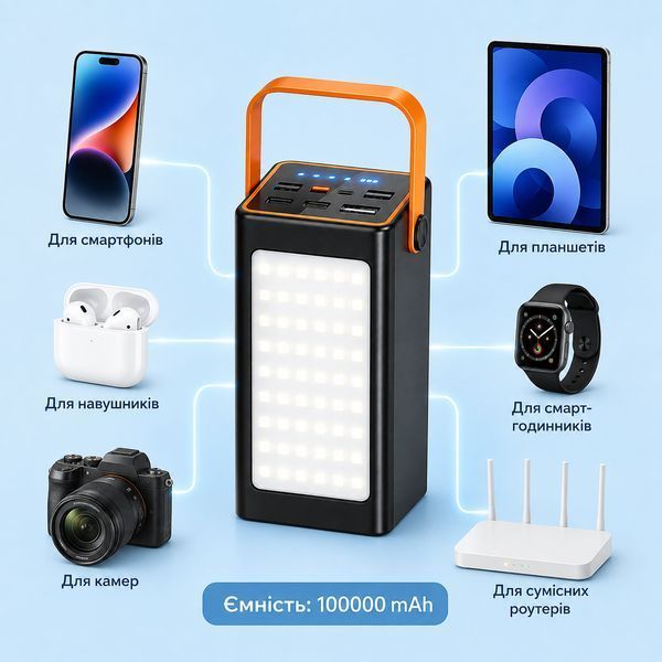 Павербанк Power Bank 100000 mAh 22.5W чорний - зовнішній акумулятор Fast Charge PD QC 3.0 з дисплеєм, USB і Type-C nt899 фото