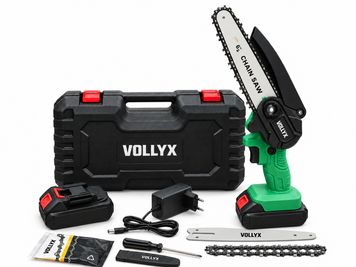 Акумуляторна міні ланцюгова пила VOLLYX 2in1 500 Вт &mdash; безщіткова електропилка з 2 шинами 6"+4" і 2 АКБ ol127 фото